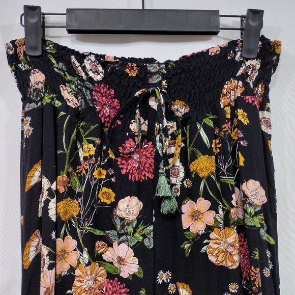 One 5 One Margery Floral Wide Leg Pant Women's L Multicolor Artsy Retro Boho - Picture 3 of 11